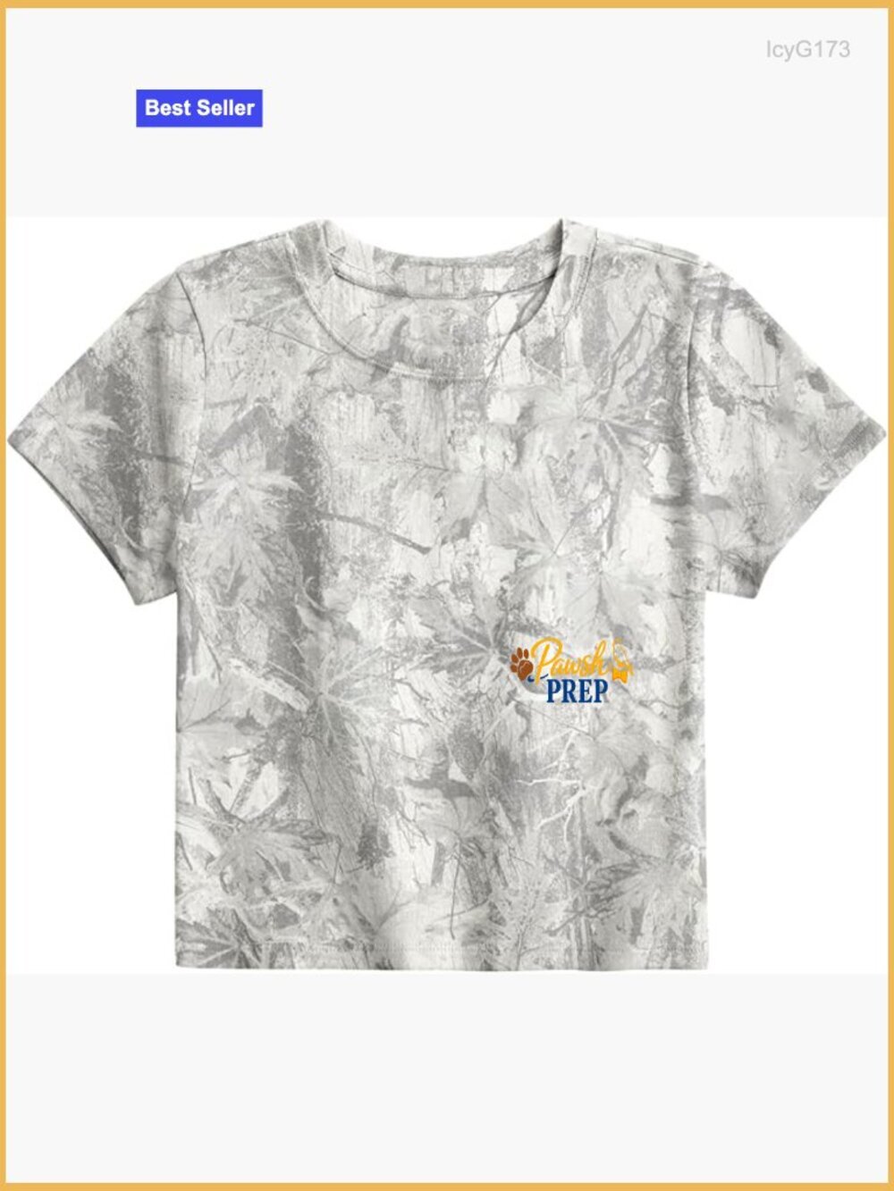 Crop Top Tee - Maple Leaf Print Camo Short Sleeve Slim Fit